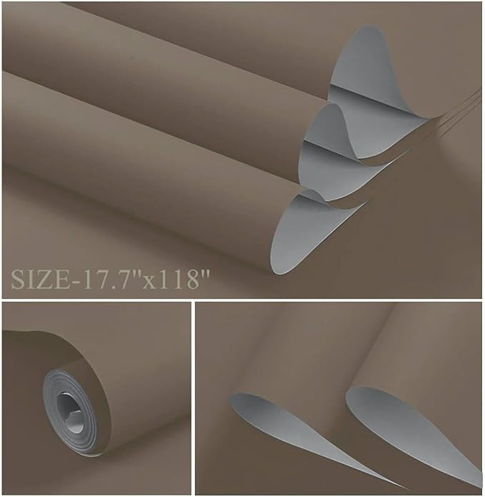 Dimoon 78.7''x17.7'' Etoupe Peel and Stick Wallpaper Contact Paper Modern Self - Image 2