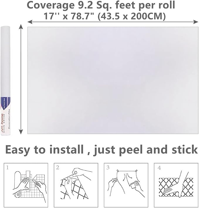 Arthome 17''x78.7'' White Contact Paper, Self Adhesive Wallpaper Waterproof - Image 3