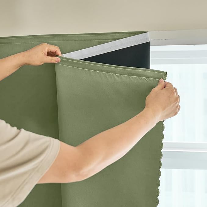 AJAZZ Self Adhesive Curtains 100% Blackout Shades Window Cover Sticky Curtain by AJAZZ
