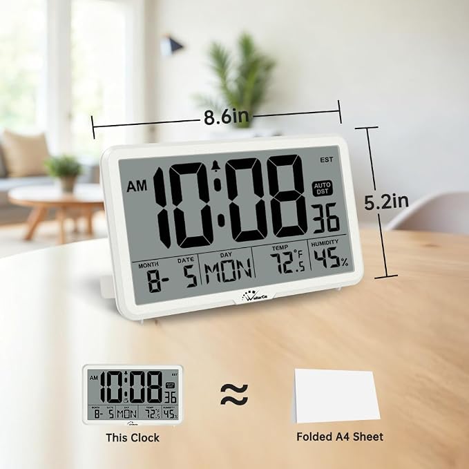 WallarGe Auto Set Digital Wall Clock Battery Operated, Desk Clocks - Image 7