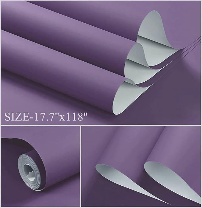 Dimoon 236''x17.7'' Purple Peel and Stick Wallpaper Contact Paper Modern Self - Image 2