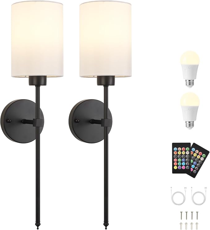 Battery Operated Wall Sconce Set of Two, Wireless Rechargeable Wall Light - Image 9
