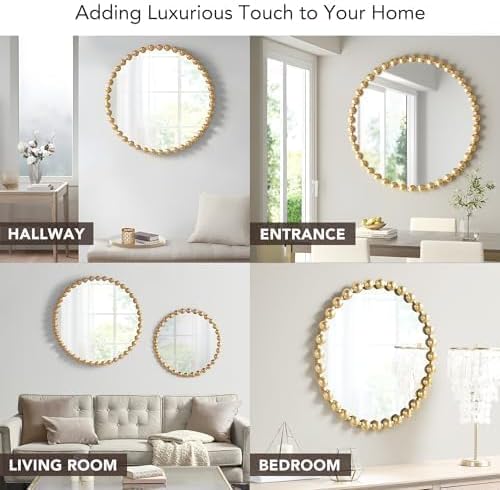 Madison Park Round Mirror, Metal Frame Circle Mirror 27 inch, Wall Art Decor - Image 3