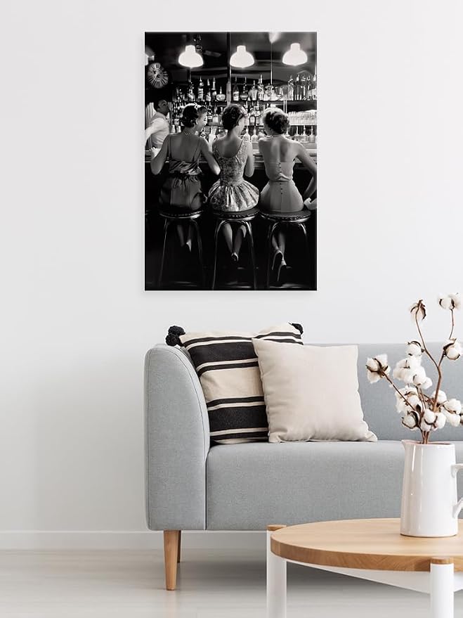 Vintage Black and White Posters Trendy Women Drink Cocktail Wall Art Funky - Image 5