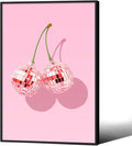 Funky Pink Cherry Poster Retro Disco Ball Canvas Wall Art 16X24 inch Black by Unknown