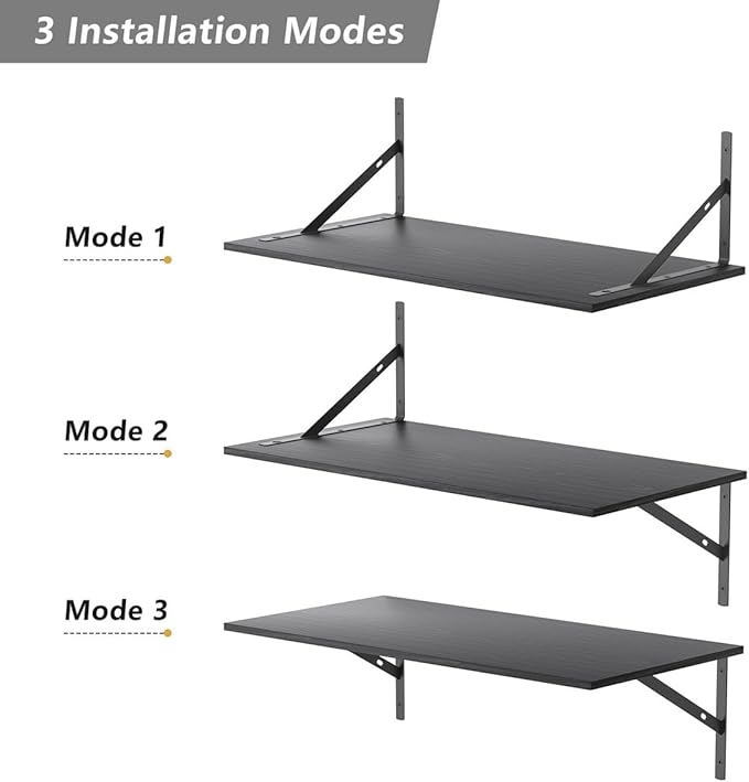 Deep Floating Shelves for Wall Set of 3, 24W x 12 Inch Deep Black Floating - Image 5