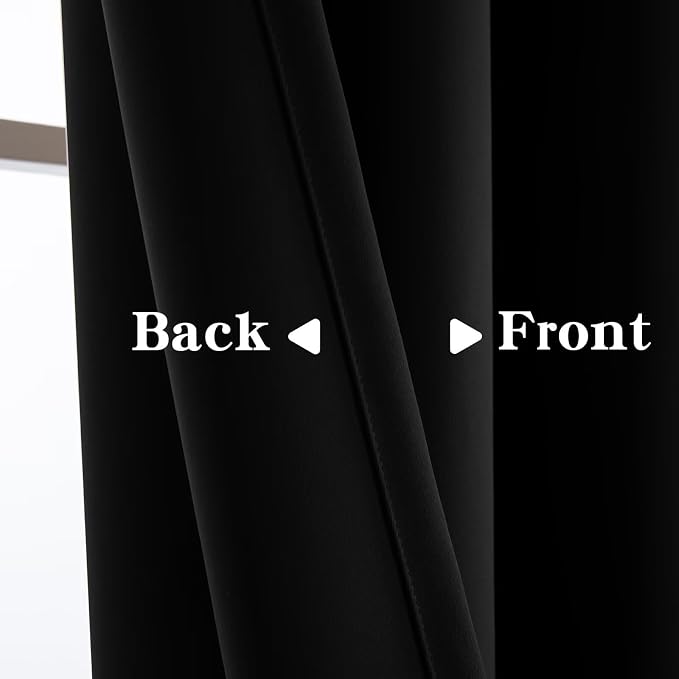 IGEMAEVE Black Blackout Curtains 96 Inch Length 2 Panels Set, Grommet Energy - Image 4