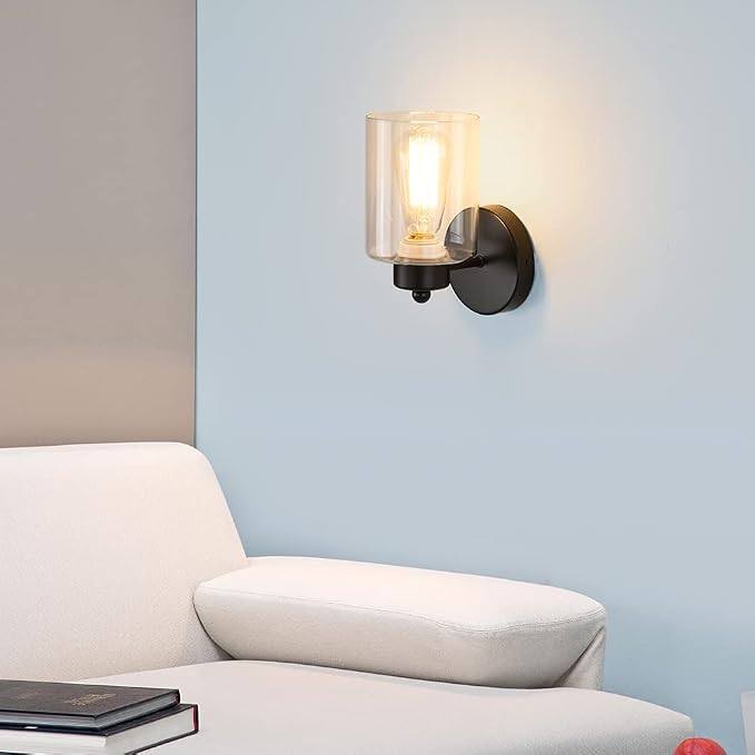 1-Light Bathroom Black Vanity Light Matte Black Wall Sconce Vintage - Image 7