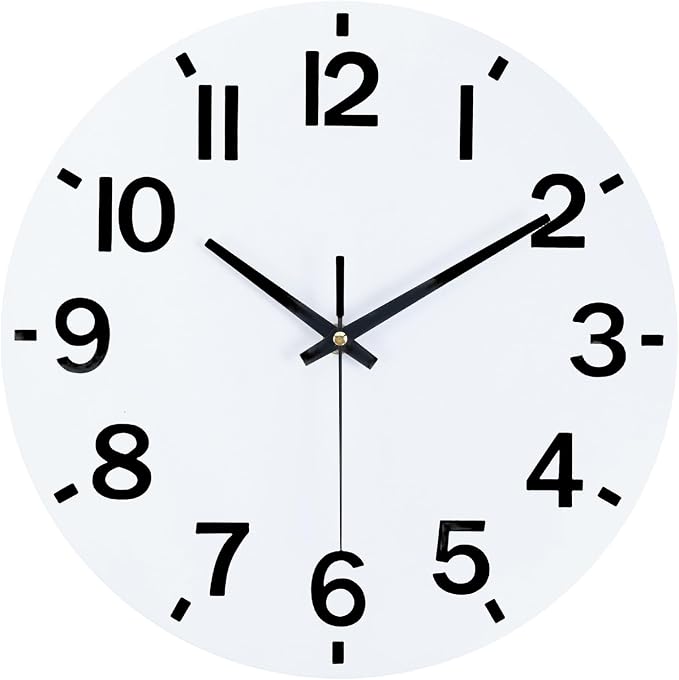 HZDHCLH Wall Clock 8 Inch Silent Non Ticking Wood Battery Operated White Wooden - Image 6