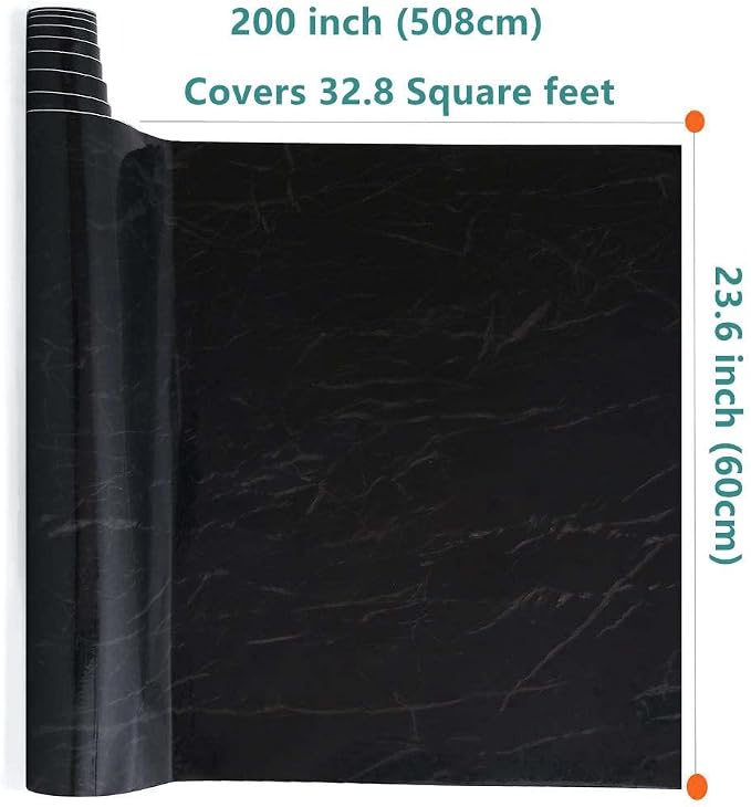 Arthome 23.6x200 Inches Black Marble, Peel and Stick Wallpaper, Marble Contact - Image 7