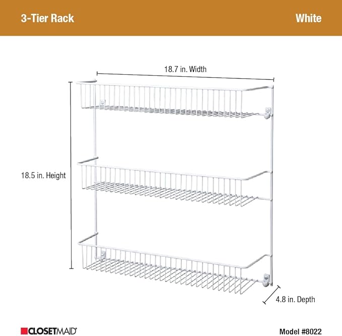 ClosetMaid 3-Tier Hanging Wall Mounted Metal Rack - Image 3