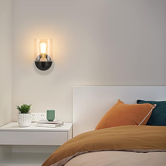 1-Light Bathroom Black Vanity Light Matte Black Wall Sconce Vintage - Image 8