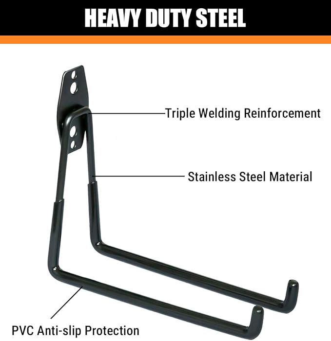 WMK 7.3'' Garage Hooks Heavy Duty 4 Pack, Wall Mount Utility Hooks - Image 5