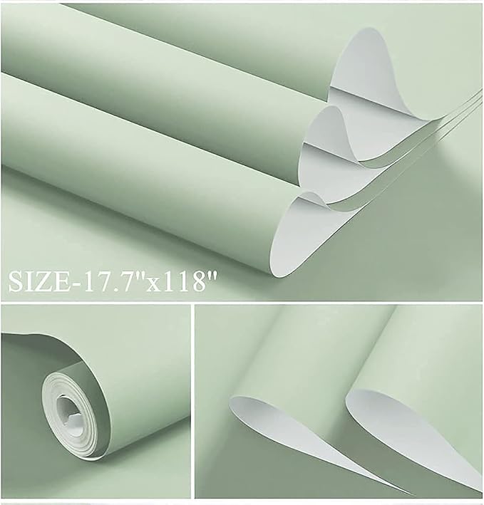 Dimoon 394''x17.7'' Green Peel and Stick Wallpaper Contact Paper Modern Self - Image 3