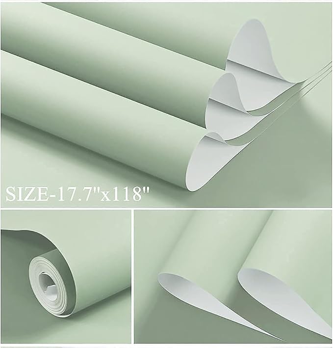 Dimoon 118''x17.7'' Green Peel and Stick Wallpaper Contact Paper Modern Self - Image 3