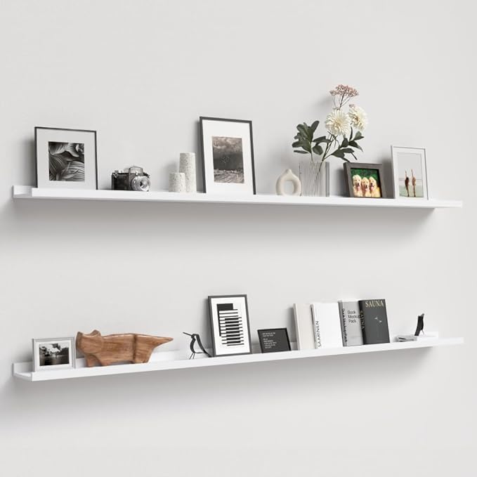 Boswillon 70.9 Inches Long Floating Shelves, 2 Set White Wall Shelf by Boswillon