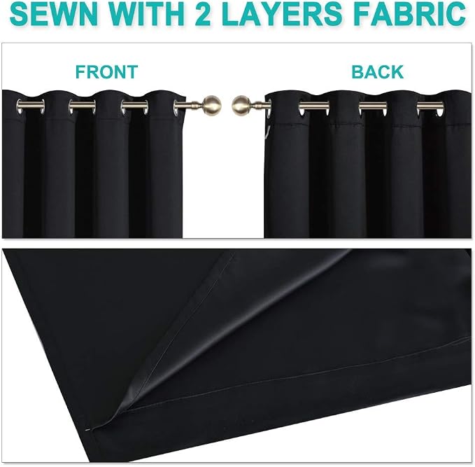 NICETOWN Complete 100% Blackout Curtain Set, Double Panels, Thermal Insulated & - Image 5