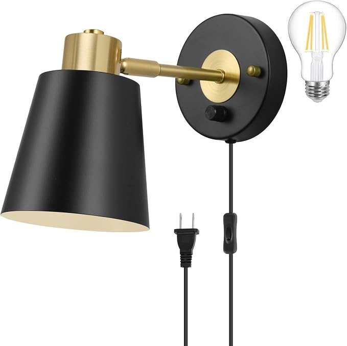 VATONI Plug in Wall Sconce, Dimmable Wall Sconce Adjustable Wall Lights by VATONI
