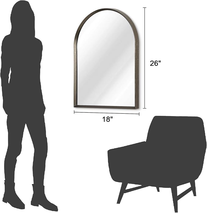 Arched Wall Mirror Bathroom Mirror Brushed Metal Vanity Wall Mounted Mirror - Image 7