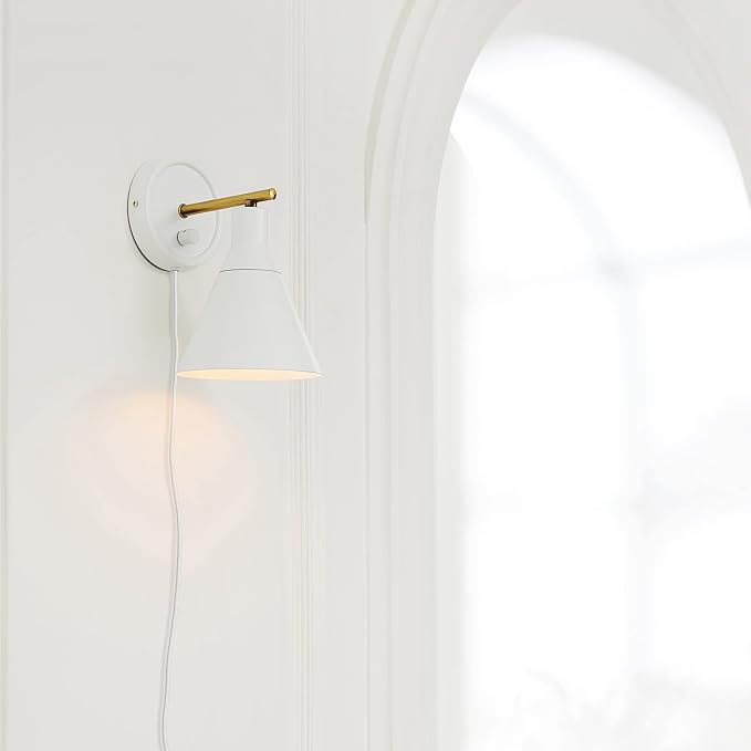 Globe Electric 65542 1-Light Plug-in or Hardwire Wall Sconce, Matte White - Image 5