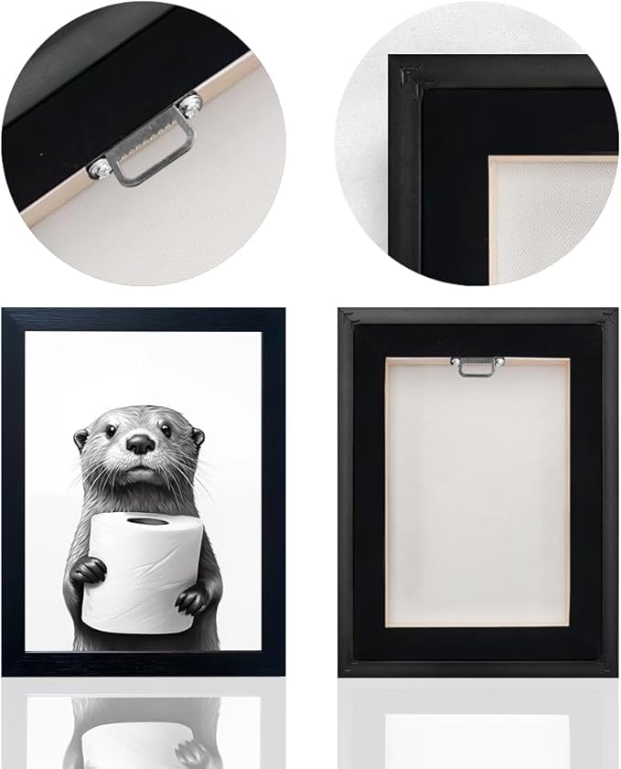Bathroom Picture Wall Decor, Framed Black and White Bathroom Wall Art, Toilet - Image 3