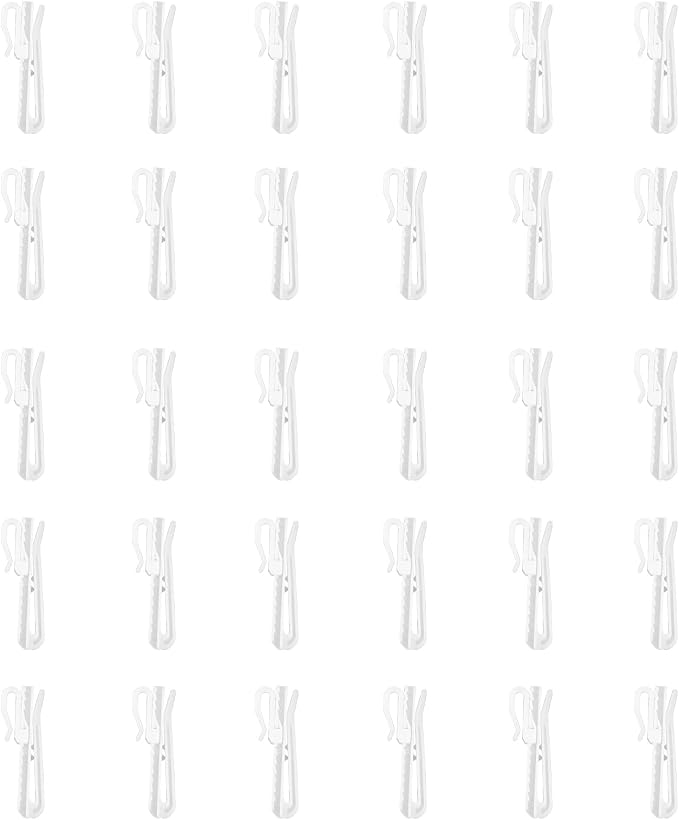 30 PCS Plastic Curtain Hooks Adjustable Pinch Pleat Curtain Clips Room Divider by CBSROROHome