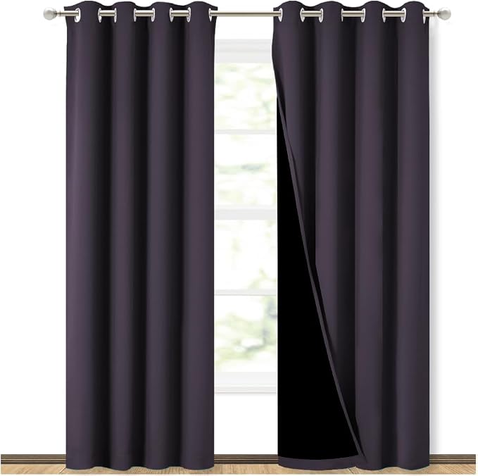 NICETOWN 100% Blackout Curtains 84" Long, Pair of Energy Smart & Noise Blocking by NICETOWN
