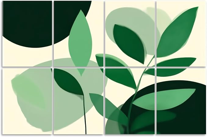 8 Pack Art Acoustic Panels Sound Absorbing Boho Botanical Leaf Orange Green by Unknown