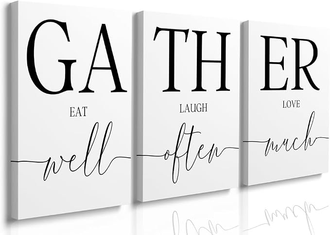 GUBIYU Large Gather Signs for Home Decor, Framed Kitchen Wall Art Farmhouse by GUBIYU