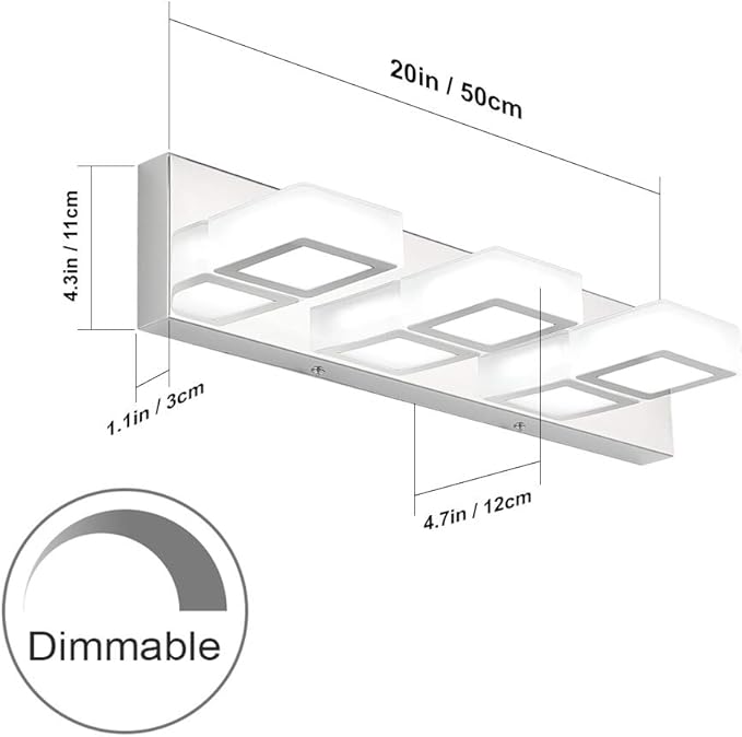 Ralbay Dimmable LED Vanity Light Modern 3 Light Acrylic Stainless Steel - Image 3