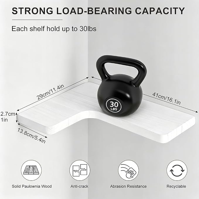 Floating Corner Shelves, Wall Shelf Set of 3, Shelves - Image 2