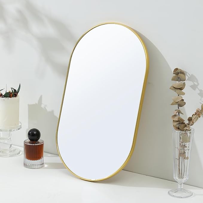 Gold Oval Mirror, Vanity Mirror - Image 5