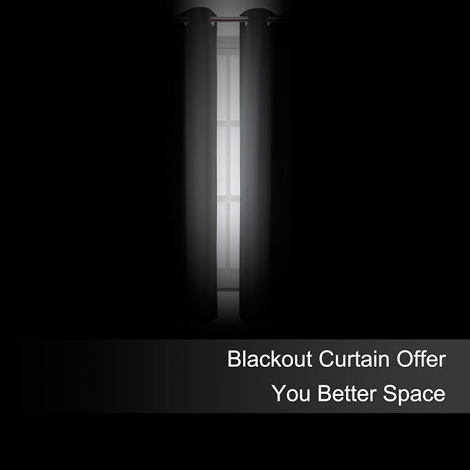 LEMOMO Blackout Curtains 66 x 72 Inch Long Frost Grey Curtains Set of 2 Panels - Image 3