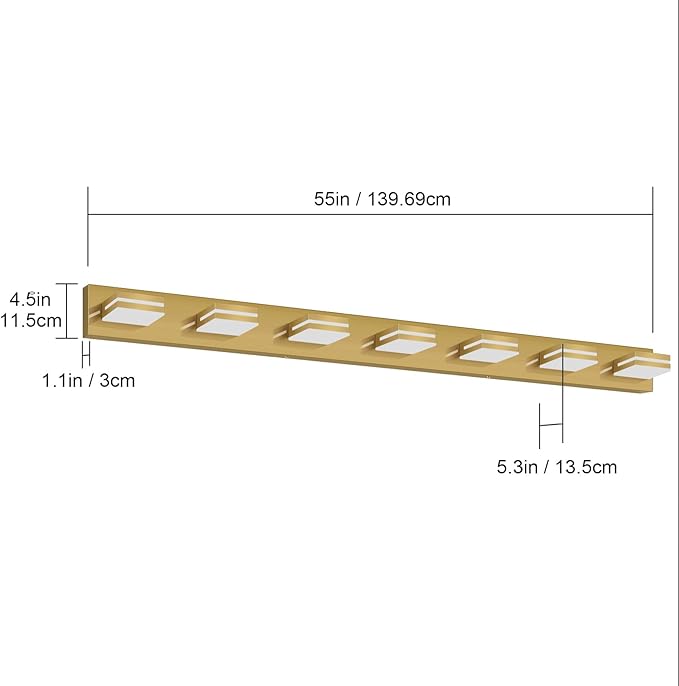 SineRise LED Modern Bathroom Vanity Light Fixtures, Brass Modern Acrylic - Image 7