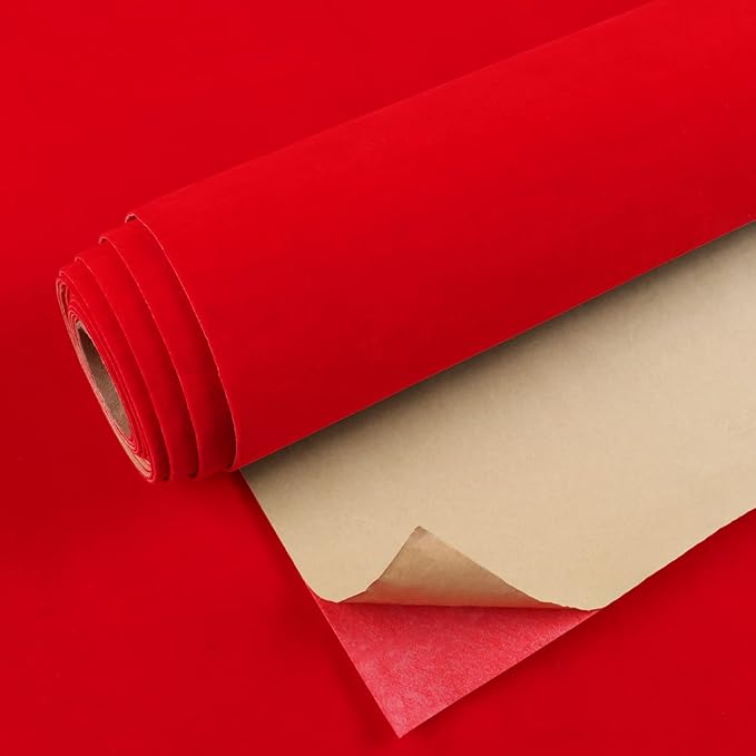VEELIKE Bright Red Velvet Flocking Liner Self Adhesive Felt Drawer Liners by VEELIKE