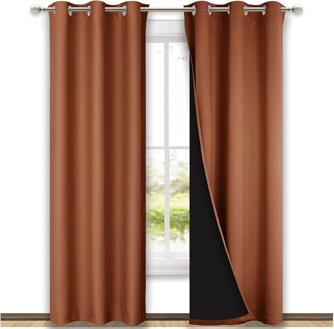 NICETOWN Full Shade Curtain Panels, Burnt Orange, Pair of Thermal Insulated & by NICETOWN