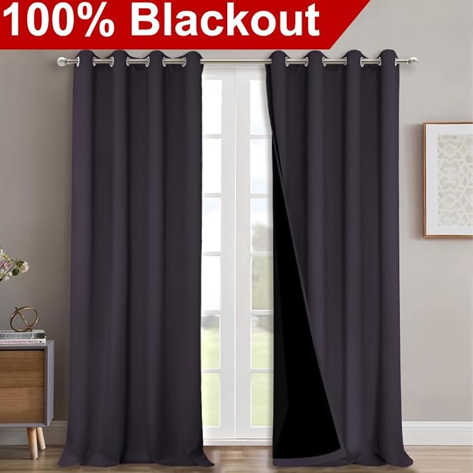 NICETOWN Full Shading Curtains 90" Long 2 Panels Set - Image 2