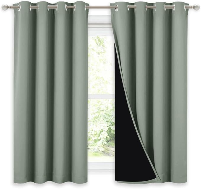 NICETOWN 100% Blackout Curtains 54 inches Long, Double-Deck Completely Blackout by NICETOWN