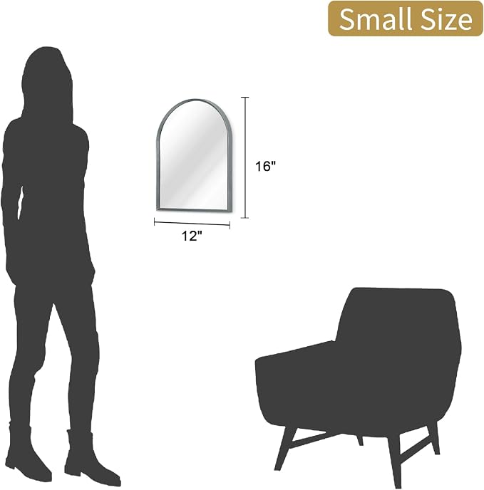 Arched Mirror, Modern Bathroom Wall Mirror Aluminum Alloy Framed Brushed Metal - Image 7