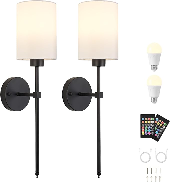 Battery Operated Wall Sconces Set of Two, Wireless Rechargeable Wall Light - Image 9