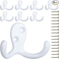 IBosins 8 Pack Heavy Duty Double Prong Coat Hooks Wall Mounted by IBosins