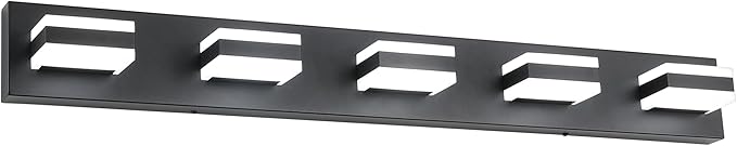 SOLFART Black Bathroom Vanity Lights Over Mirror Dimmable LED Modern Black by SOLFART