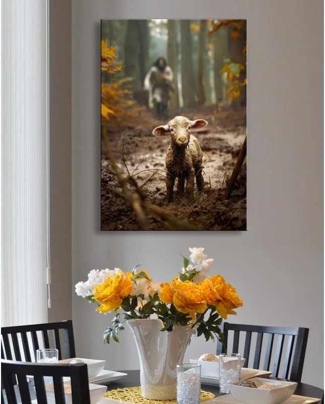 Large wall art for living room Jesus Running After Lost Lamb Picture for home - Image 5
