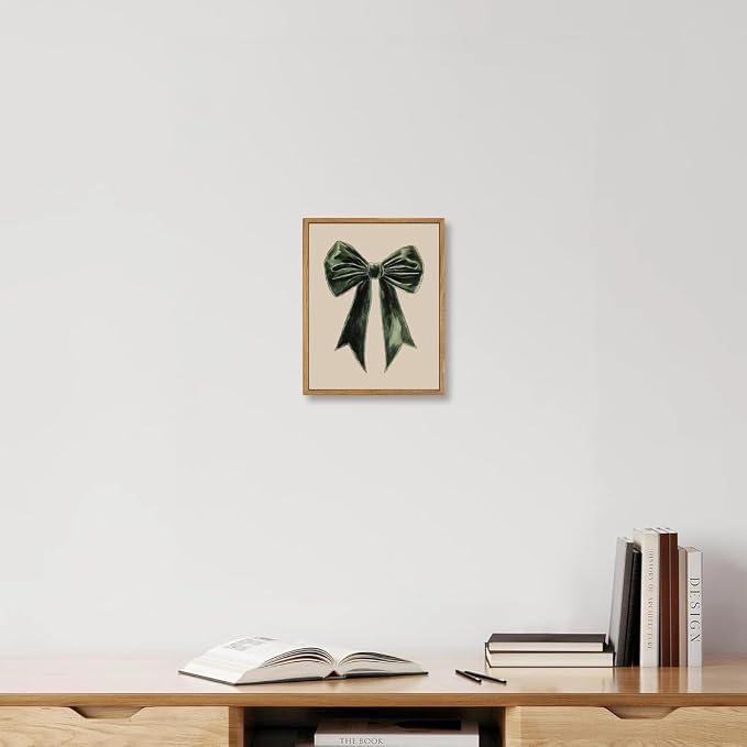 AtterrirArt Bow framed wall art, cute canvas picture print, vintage green wall - Image 2