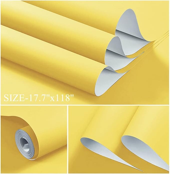 Dimoon 118''x17.7'' Yellow Peel and Stick Wallpaper Contact Paper Modern Self - Image 2