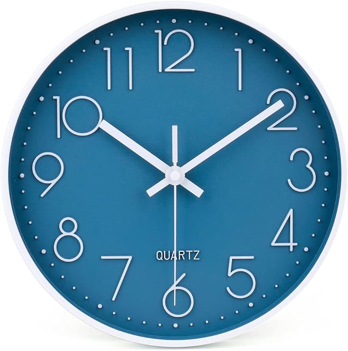 jomparis 10 Inch Cerulean Wall Clock Battery Operated Silent & Non-Ticking Wall by JOMPARIS