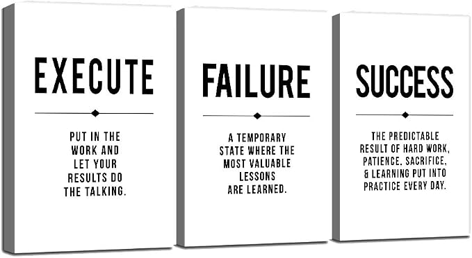 Framed Canvas Wall Art Success Quote, Office Wall Art, Positive Motivational by EPHANYART