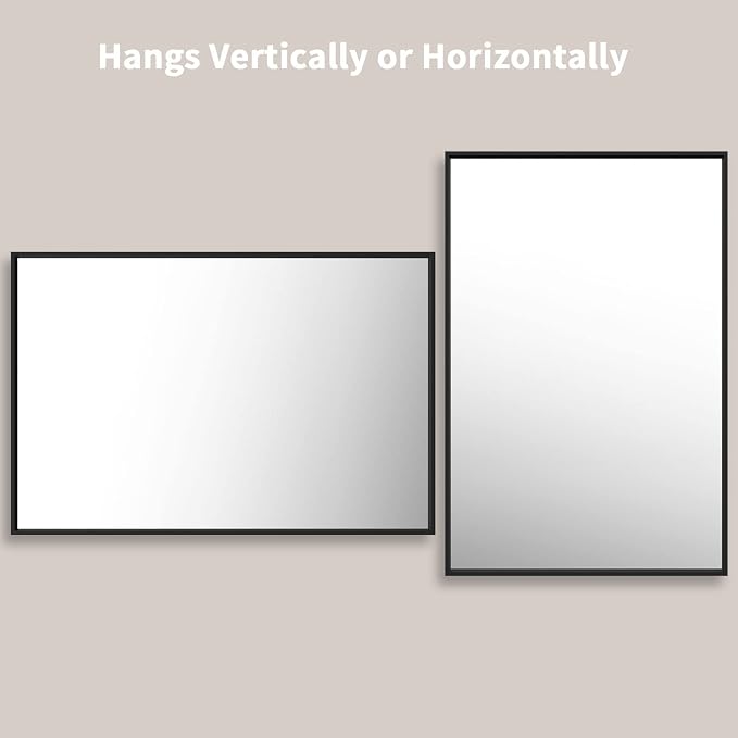 LOAAO 48"X32" Black Rectangle Bathroom Mirror Wall, Matte Black Aluminum Alloy - Image 4