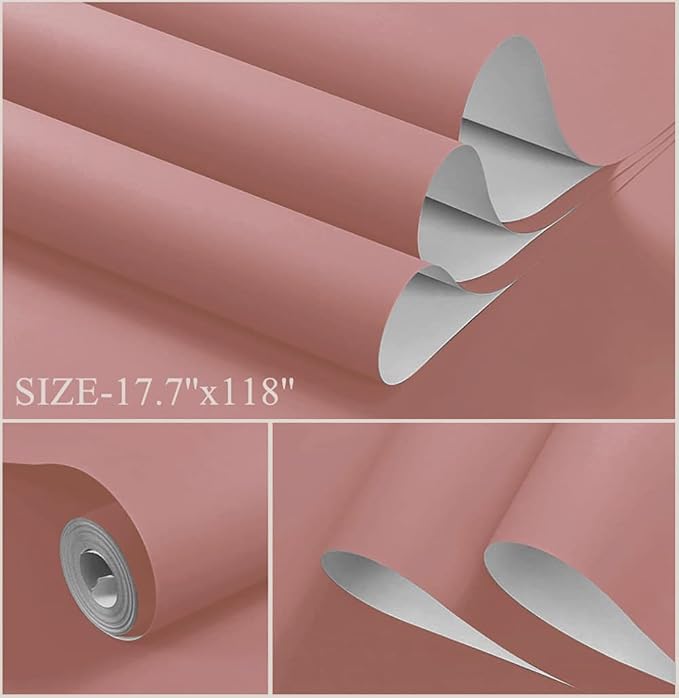 Dimoon 236''x17.7'' Pink Peel and Stick Wallpaper Contact Paper Modern Self - Image 2