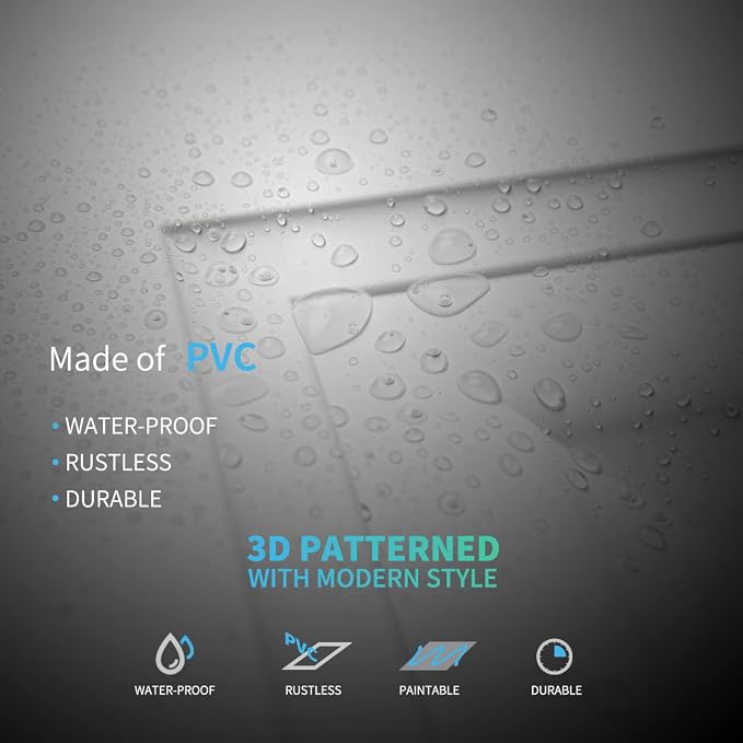 Art3d 24-Pack Square Drop Ceiling Tile 2ft x 2ft in White, PVC Ceiling Panel 24 - Image 5
